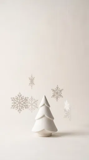 Minimalist White Ceramic Christmas Tree and Snowflakes