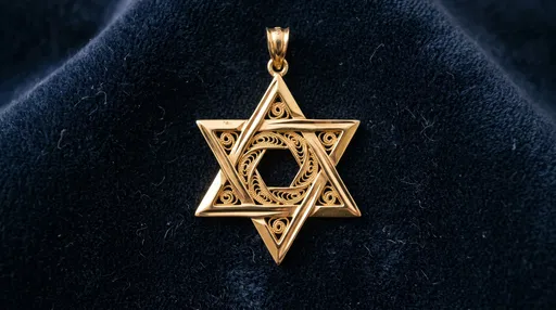 Gold Star of David Pendant on Velvet