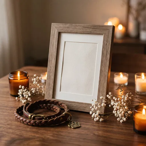 Wooden Pet Memorial Frame Mockup with Collar