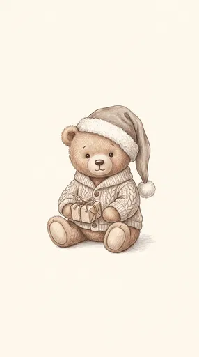 Teddy Bear Holding Christmas Present Illustration