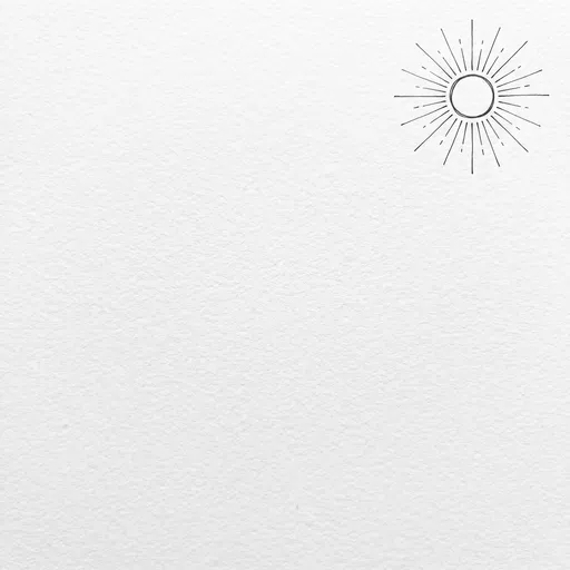 Minimalist Black Ink Sun Sketch on Paper