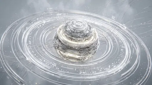 Glowing Silver Spherical AI Core with Rings