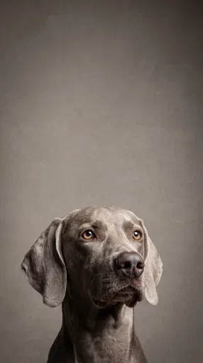 Studio Portrait of a Weimaraner Dog