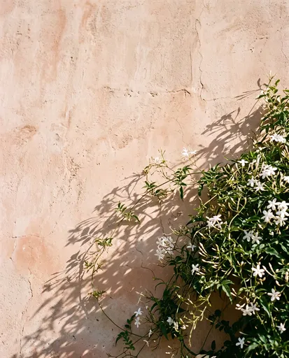 Jasmine Vines on Terracotta Wall