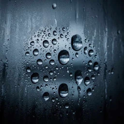 Moody Macro Raindrops on Fogged Glass