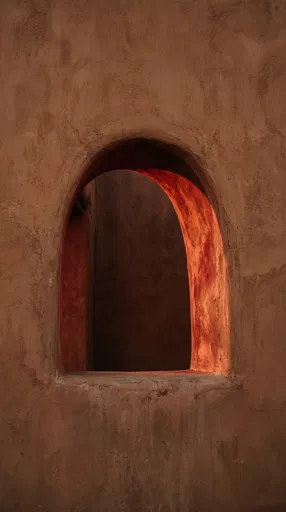 Adobe Arched Window in Red Light