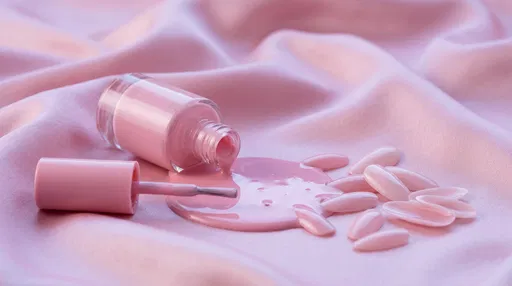 Spilled Pink Nail Polish on Satin