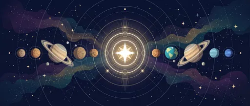Cosmic Planetary Alignment Vector Illustration