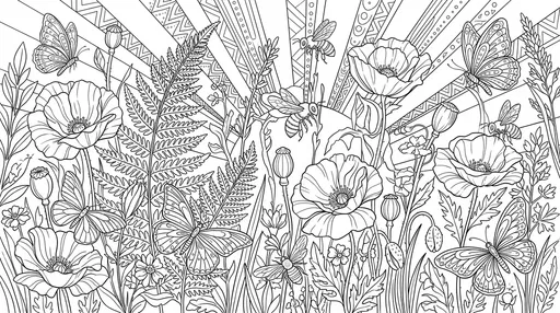 Meadow Botanicals and Insects Coloring Page