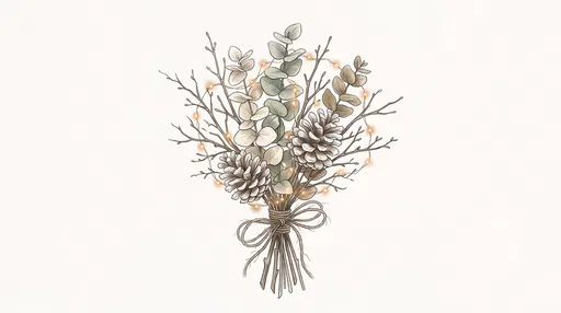 Winter Botanical Bouquet With Fairy Lights