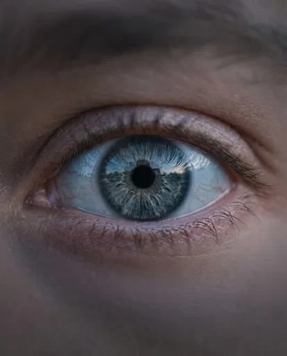 Macro Close-Up of Grey Human Eye