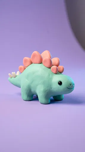 Cute Clay Stegosaurus on Lavender Backdrop