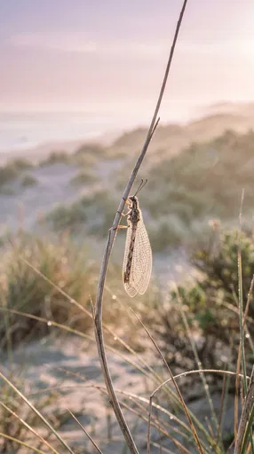 Backlit Antlion on Coastal Dune Grass