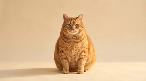 Fat Orange Tabby Cat Studio Portrait