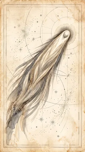 Vintage Watercolor Comet Astronomical Illustration