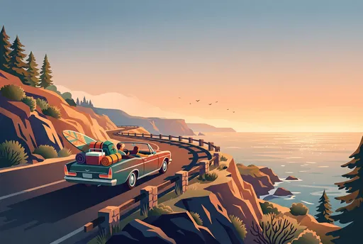 Coastal Road Trip in Vintage Convertible