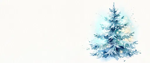 Blue Watercolor Winter Fir Tree Banner