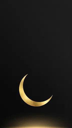 Minimal Gold Crescent Moon on Black Background