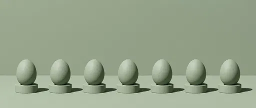 Minimalist Sage Green Eggs on Pedestals
