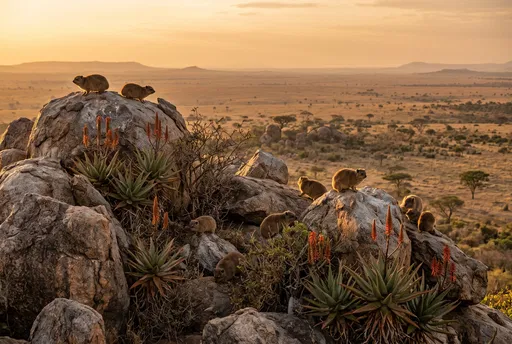 Rock Hyrax Family on Savanna Kopje