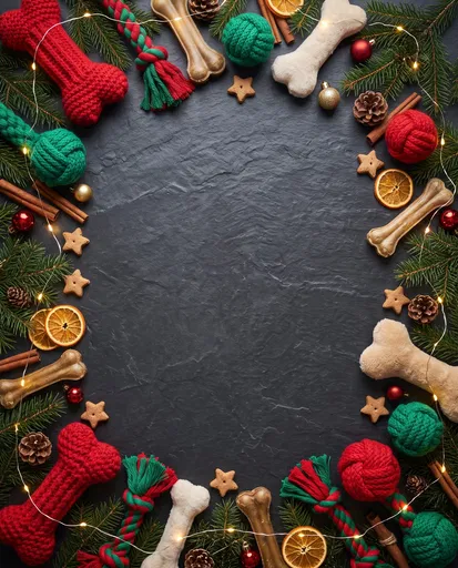 Festive Christmas Dog Toys Slate Frame