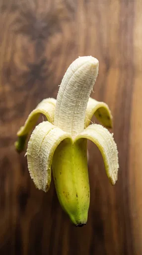 Peeled Green Banana Over Wood
