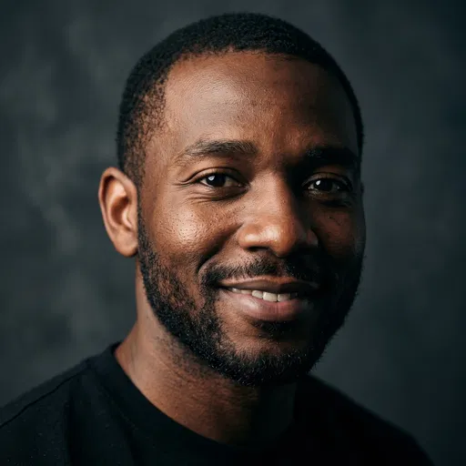 Studio Portrait of Smiling Black Man