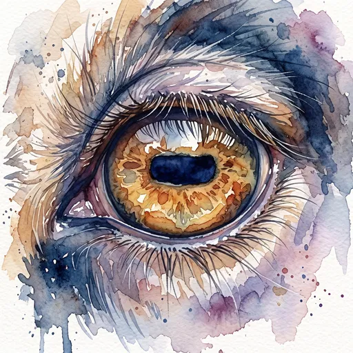 Expressive Watercolor Goat Eye Illustration