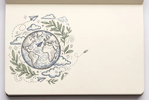 Earth Doodle Sketch on Notebook Page