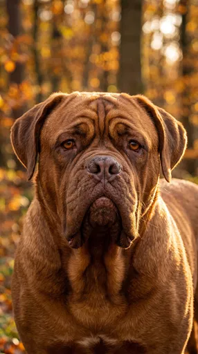 Dogue de Bordeaux in Autumn Forest