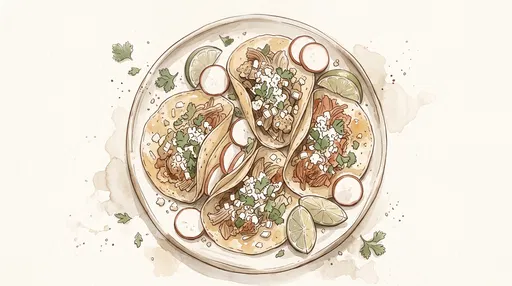 Watercolor Illustration of Street Tacos Platter