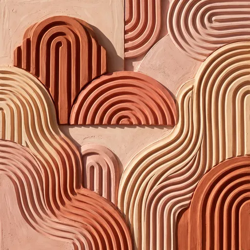 Sculpted Terracotta and Pink Plaster Relief