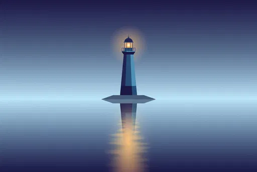 Minimalist Blue Lighthouse Illustration