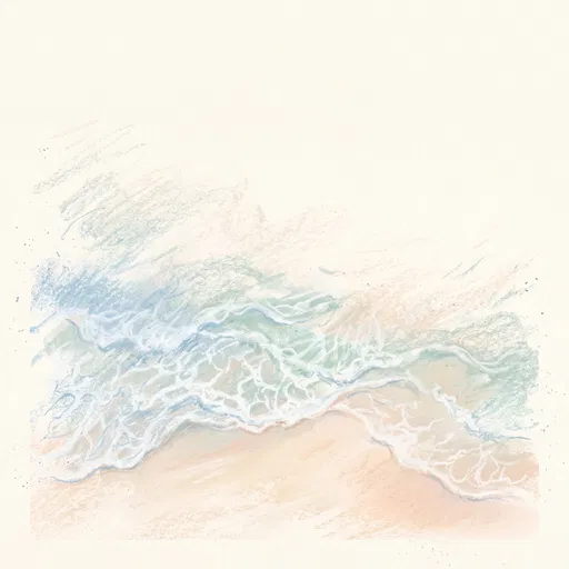 Soft Pastel Coastal Waves Illustration