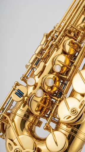 Close-Up of Gold Saxophone Keywork