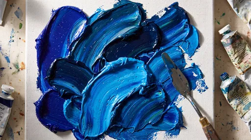 Blue Impasto Oil Paint on Canvas