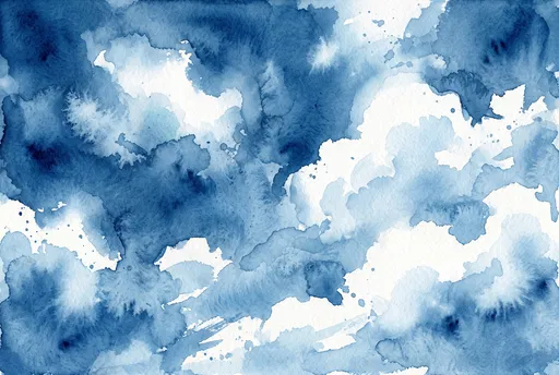Abstract Blue and White Watercolor Wash