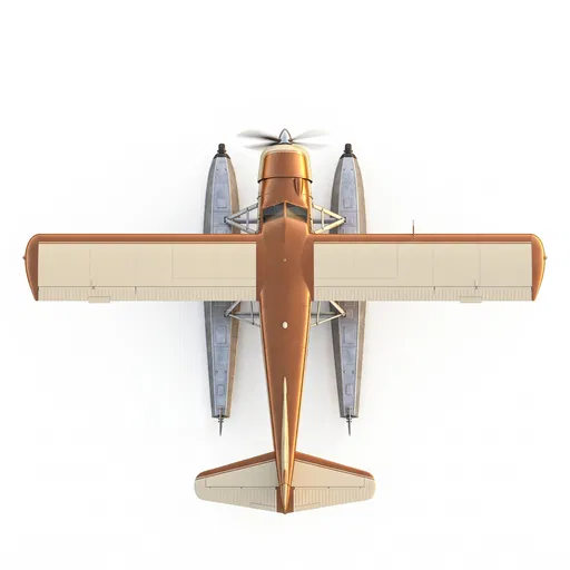 Top View of Vintage Copper Seaplane