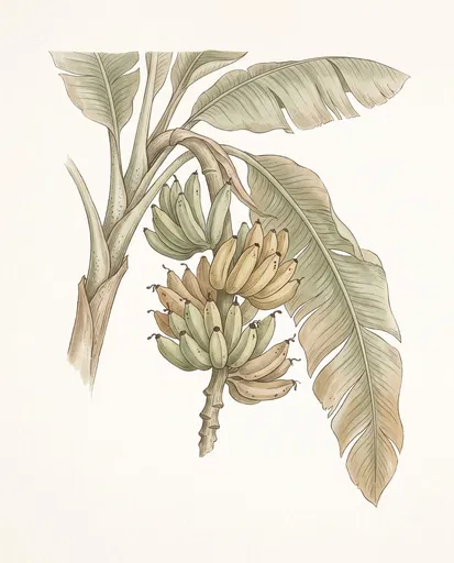 Vintage Botanical Banana Plant Illustration