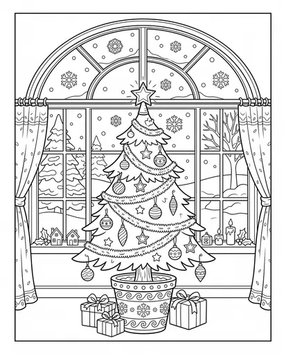 Potted Christmas Tree Coloring Page