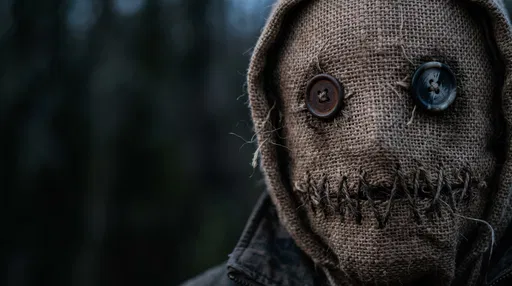 Creepy Burlap Mask With Button Eyes