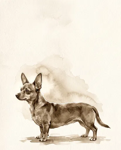Sepia Watercolor Chihuahua Dachshund Mix Profile