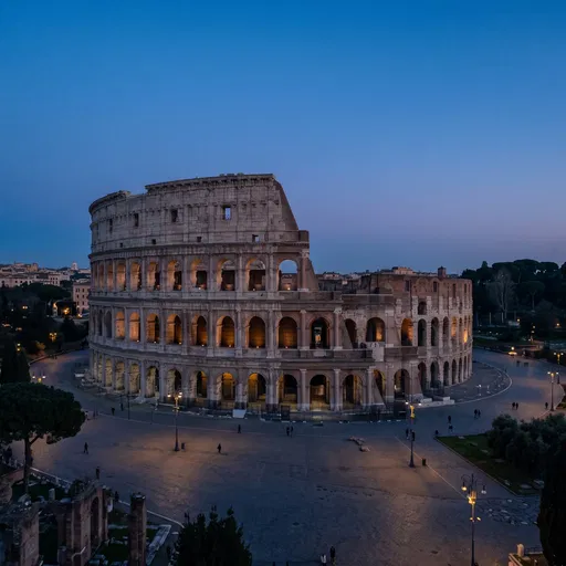 Roman Colosseum Illuminated at Blue Hour
