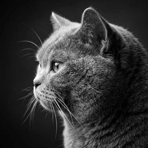 Monochrome British Shorthair Cat Profile