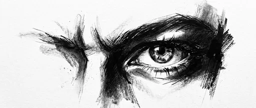 Expressive Charcoal and Ink Eye Sketch