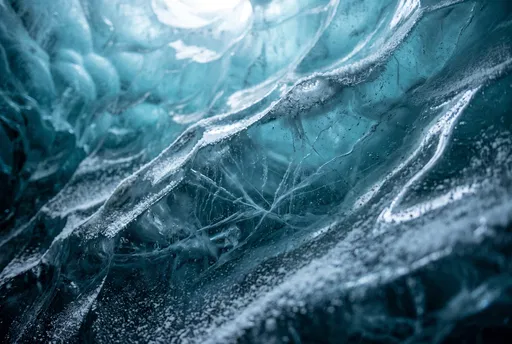 Close-Up of Fractured Glacial Ice Wall