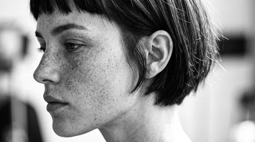 Monochrome Profile of Woman with Micro-Bob