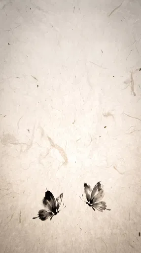 Sumi-e Ink Butterflies on Textured Rice Paper