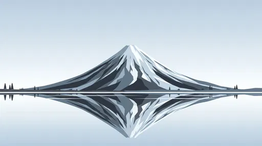 Symmetrical Volcano Reflection Vector Illustration
