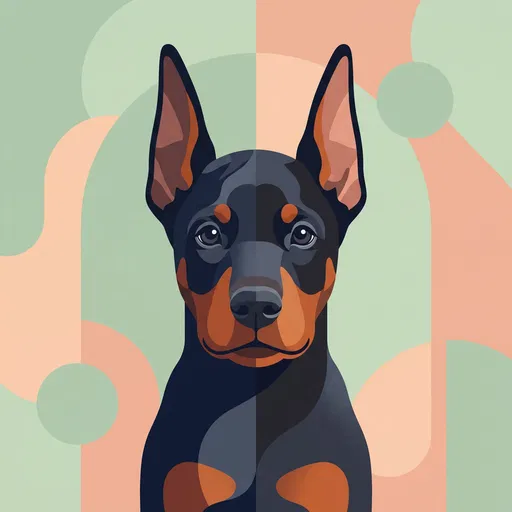Flat Vector Doberman Puppy Portrait